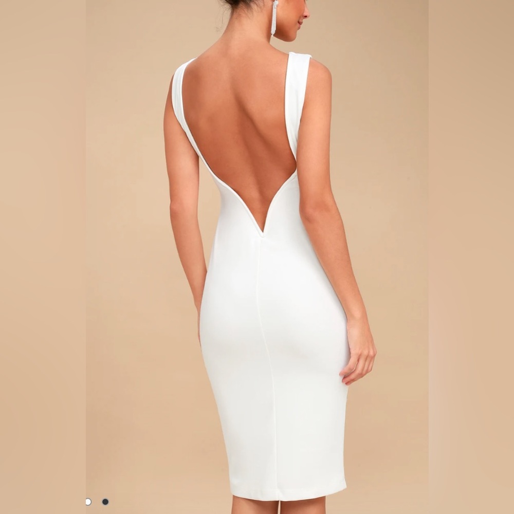 White backless midi dress from lulus!